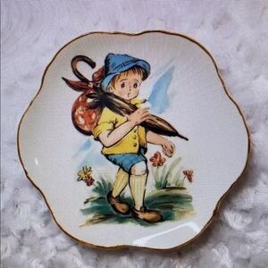 Decorative hanging plate boy with umbrella Vintage Enesco 13" porcelain